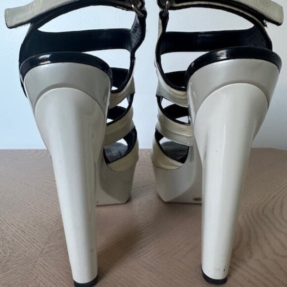 Pierre Hardy Chunky Heel Sandals, Cream, Leather & Patent Leather Size 38 - Picture 7 of 12